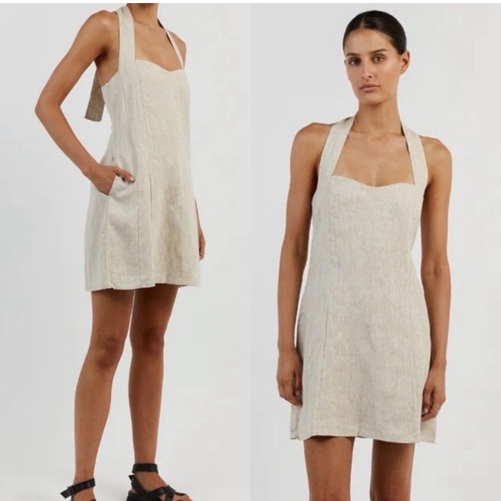 DISSH Willow natural mini halter dress  10 US